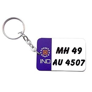 unique gifts personalised carbike number plate keychain design 3  wood