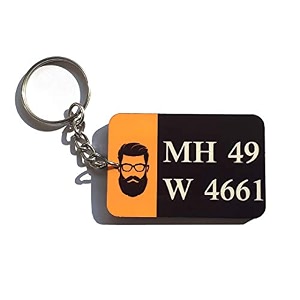 unique gifts personalised carbike number plate keychain design 7  wood