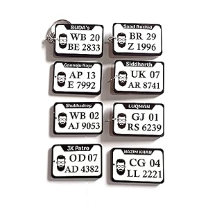 unique gifts personalised carbike number plate keychain design 12  wood