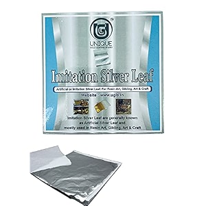 unique gold leafing studio ugls silver leaf sheets 100pcs 834 by 834 leaves for gilding paintings crafting arts craft projects home decorations silver leaf