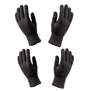 unique gold leafing studio ugls woolen winter gloves 2pcs for men amp women black  warm thermal winter  soft stretchable  windproof for cold weather ideal for daily use travel amp bike riding