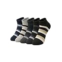 Unique Gold Leafing Studio UGLS Premium Striped Cotton Ankle Socks for Men &amp; Women | Soft Breathable Stretchable Casual Low Cut Socks | Odor Resistant, Sweat Absorbing, Comfort Fit (Pack of 5)