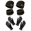 Unique Gold Leafing Studio UGLS Wool Winter Cap Set | Warm Knit Beanie Hat, Neck Warmer | Windproof, Soft &amp; Insulated Woolen Set for Outdoor, Bike Riding &amp; Casual Wear (Black)