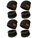 Unique Gold Leafing Studio UGLS Wool Winter Cap Set (4.pcs) for Men &amp; Women | Warm Knit Beanie Hat, Neck Warmer | Thermal Wear Stylish Soft Garam Topaa Breathable Casual Wear (Black)
