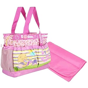 new born baby multipurpose polyester diapermother bag with holder diaper changing multi compartment premium pink medium