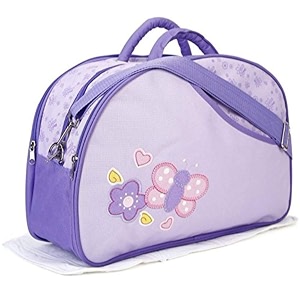 new born baby multipurpose polyester diapermother bag with holder diaper changing multi compartment printed purple medium