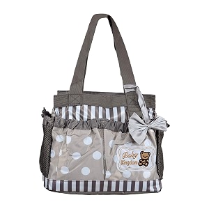 new born baby multipurpose polyester diapermother bag with holder diaper changing multi compartment brown stripes mediumpack of 1