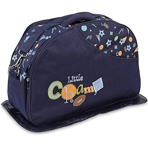 new born baby multipurpose polyester diapermother bag with holder diaper changing multi compartment printed navy blue mediumpack of 1