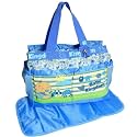 New Born Baby Multipurpose Polyester Diaper/Mother Bag with Holder Diaper Changing Multi Compartment (Premium Blue, Medium)
