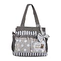 New Born Baby Multipurpose Polyester Diaper/Mother Bag with Holder Diaper Changing Multi Compartment (Brown Stripes, Medium)(Pack of 1)