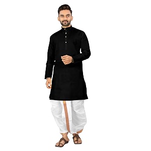 UNIQUE MOMENTS Mens Cotton Dhoti Kurta Set