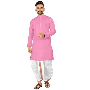 UNIQUE MOMENTS Mens Cotton Dhoti Kurta Set
