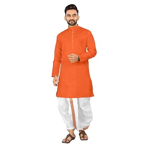 UNIQUE MOMENTS Mens Cotton Dhoti Kurta Set