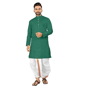 UNIQUE MOMENTS Mens Cotton Dhoti Kurta Set