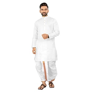 UNIQUE MOMENTS Mens Cotton Dhoti Kurta Set