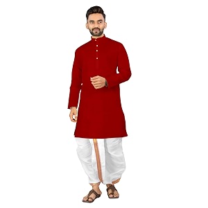 UNIQUE MOMENTS Mens Cotton Dhoti Kurta Set