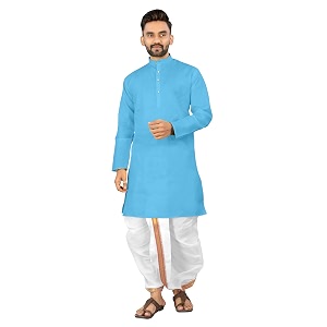 UNIQUE MOMENTS Mens Cotton Dhoti Kurta Set