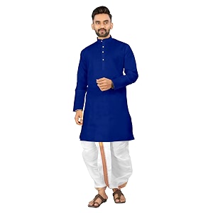 UNIQUE MOMENTS Mens Cotton Dhoti Kurta Set