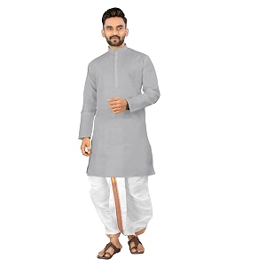 UNIQUE MOMENTS Mens Cotton Dhoti Kurta Set
