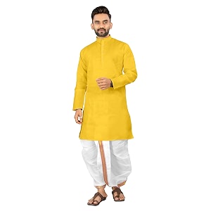 UNIQUE MOMENTS Mens Cotton Dhoti Kurta Set
