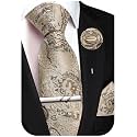 Unique Paisley Ties for Men Silk Neck Tie and Pocket Square Set with Tie Clip Lapel Pin Wedding Formal