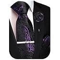 Unique Paisley Ties for Men Silk Neck Tie and Pocket Square Set with Tie Clip Lapel Pin Wedding Formal