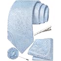 Unique Paisley Ties for Men Silk Neck Tie and Pocket Square Set with Tie Clip Lapel Pin Wedding Formal