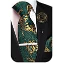 Unique Paisley Ties for Men Silk Neck Tie and Pocket Square Set with Tie Clip Lapel Pin Wedding Formal