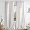 Unique Pure White Double Layer Thick Linen Blackout Large 105 Inch Curtains for Office 2 Panels Set, Memory Shape Pinch Pleat Thermal Room Darkening Decorative Windows Curtain &amp; Drapes 8-3/4 FT Length