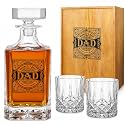 Unique Whiskey Decanter Set with 2 Glasses 730mL Decanter and 2 Whiskey Glass + Wood Gift Box, Gifts from Daughter Son, Best Granddad Birthday Winter Retirement Dads Gift