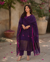 uniqueenterprise Embroidered Kurta TrouserPant Dupatta Set