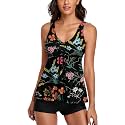 Tummy Control Tankini Bathing Suits for Women 2 Piece Swimsuits Tank Top with Boyshorts