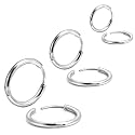 EACHLP Tiny Hoop Earrings 18K Real Gold Plating Surgical Steel Unisex