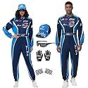Unisex Adult Race Car Driver Costume with Accessories for Halloween