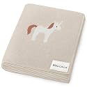 Unisex Baby Blanket for Girls and Boys 100% Cotton Buttery Soft Cozy Receiving Swaddle Crib Stroller Blanket for Shower Gift Registry for Newborns, Infants, Toddlers (Unicorn - Cream)