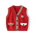 Unisex Baby Sweater Vest Knitted Soft Uniform Cotton V-Neck Sleveeless Waistcoat Vest
