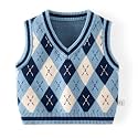 Unisex Baby Sweater Vest Knitted Soft Uniform Cotton V-Neck Sleveeless Waistcoat Vest