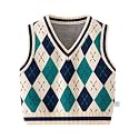 Unisex Baby Sweater Vest Knitted Soft Uniform Cotton V-Neck Sleveeless Waistcoat Vest