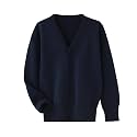 Unisex Boys Girls Cardigans Sweater V-Neck Long Sleeve School Uniforms Button Knit Tops
