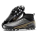 Unisex-Child Soccer Cleats High-Top Football Cleats Lightweight Training Soccer Shoes
