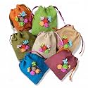 Unisex Colored Jute Potli With Multicolour Flower