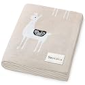 Unisex Cozy Receiving Swaddle Cuddle Stroller Crib Stroller 100% Fine Loomed Cotton Blanket - Quilt Blanket for Newborns, Infants Toddler, Boys and Girls (Llama - Cream)