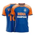 Unisex Customized and Personalized Indian Blue & Orange Regular Fit Jersey with Name & Number 2024 and 2026