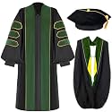 Unisex Doctoral Graduation Gown with Gold Piping | Academic doctoral Cap and Gown for Graduation Ceremony