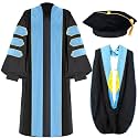 Unisex Doctoral Graduation Gown with Gold Piping | Academic doctoral Cap and Gown for Graduation Ceremony
