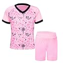 Unisex Kids Soccer Jersey and Shorts Kit 2-Piece Set Boys Girls Football Outfits for Little Athlete 2-14 Years