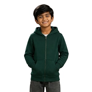 Unisex Kids Solid Full Sleeve Zip Front