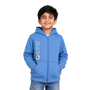 Unisex Kids Solid Full Sleeve Zip Front