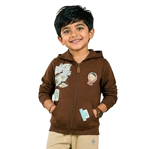 Unisex Kids Solid Full Sleeve Zip Front