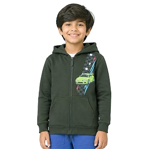 Unisex Kids Solid Full Sleeve Zip Front